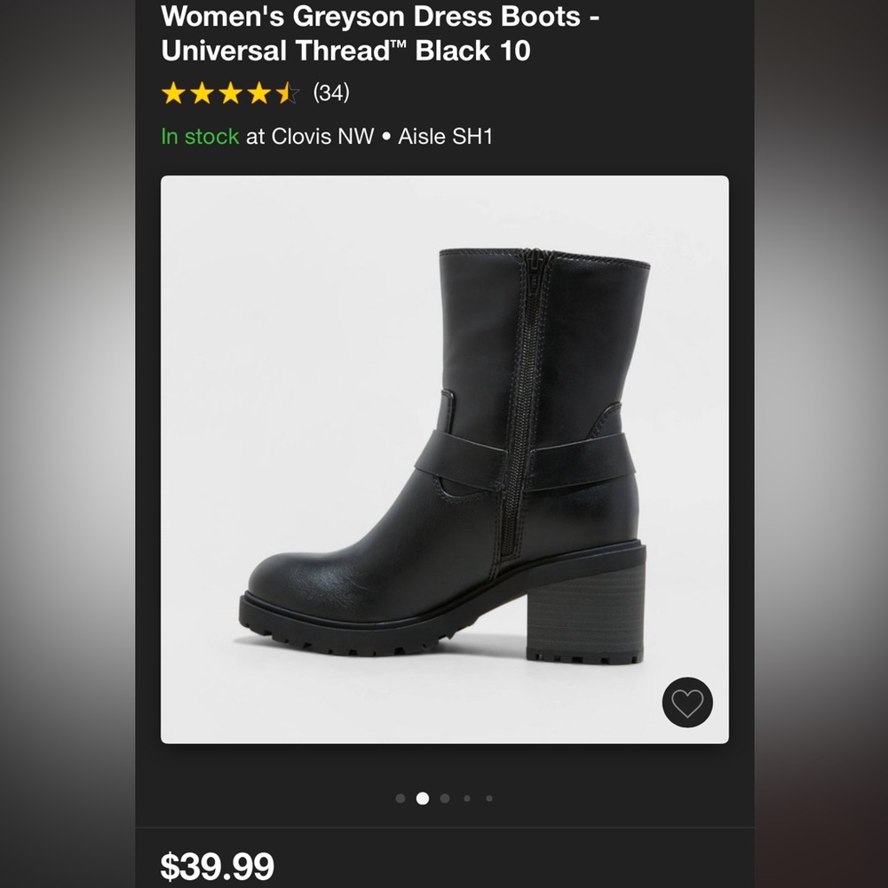 NWT Women’s Greyson Dress Boots Universal Thread Black Size 10